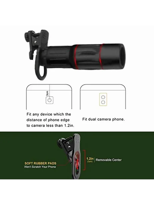 Универсальный телеобъектив для смартфона 18X HD, черный, фото 5