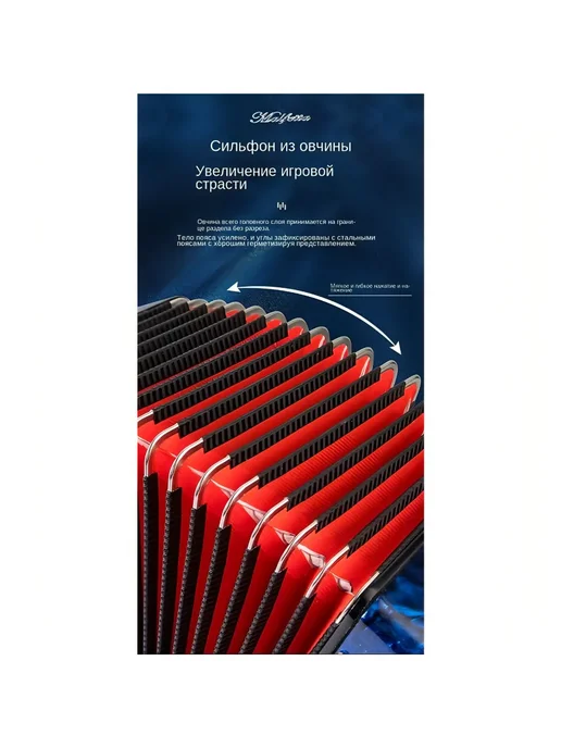 Аккордеон 62K60B с кнопочным механизмом, черный, синий, фото 2