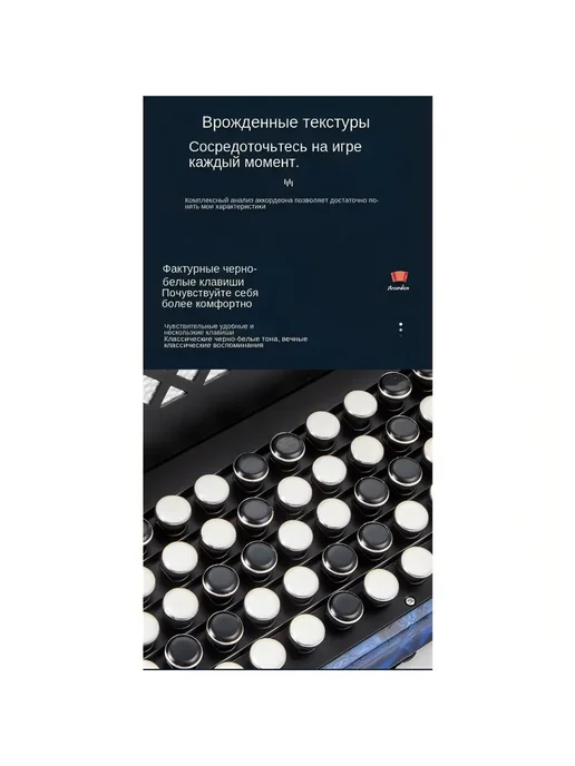 Аккордеон 62K60B с кнопочным механизмом, черный, синий, фото 5