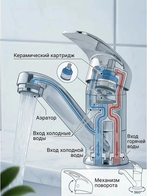 Эверест Смеситель для раковины в ванную, вариант, фото 5