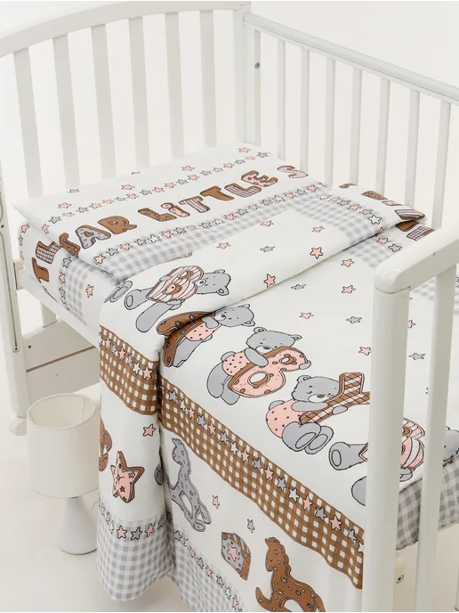AllBaby Комплект постельного белья в детскую кроватку, белый
