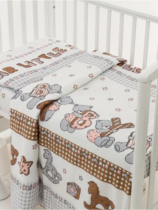 AllBaby Комплект постельного белья в детскую кроватку, белый, фото 4