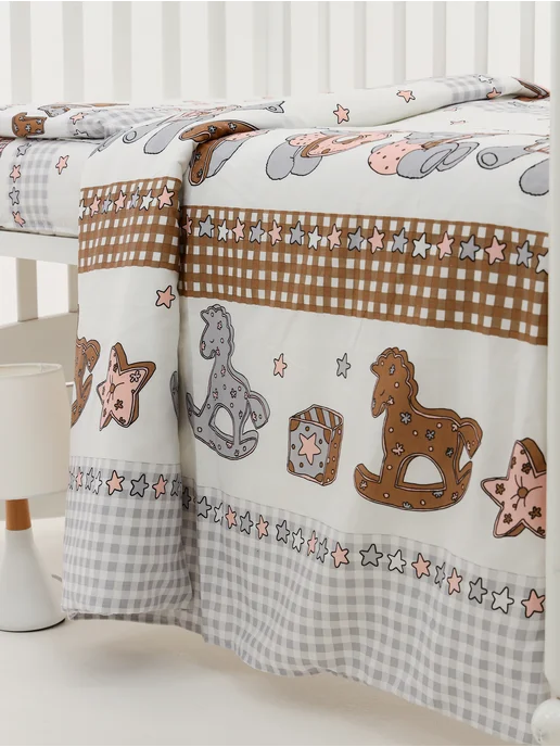 AllBaby Комплект постельного белья в детскую кроватку, белый, фото 5