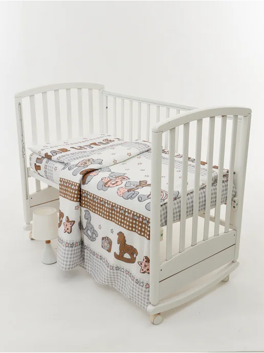 AllBaby Комплект постельного белья в детскую кроватку, белый, фото 6