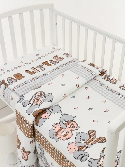AllBaby Комплект постельного белья в детскую кроватку, белый, фото 7