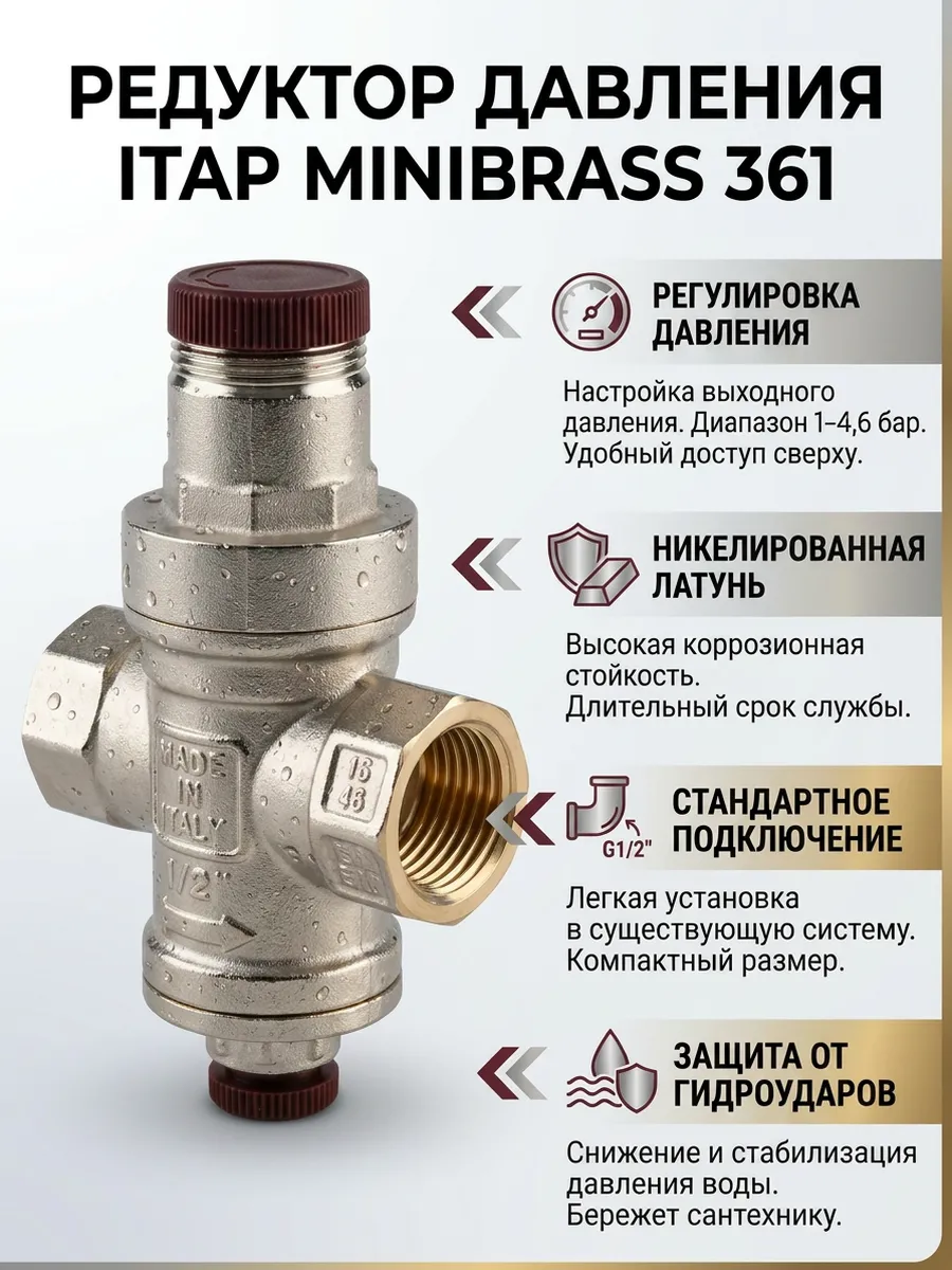 Редуктор давления воды поршневой Minibrass 361 1 2"