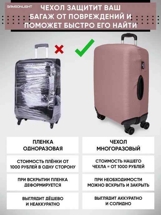 SAMSONLIGHT Чехол на чемодан S плотный защитный, бежевый, фото 8