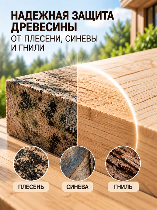 Pollux Антисептик концентрат1 10 для дерева прозрачный, прозрачный, фото 2