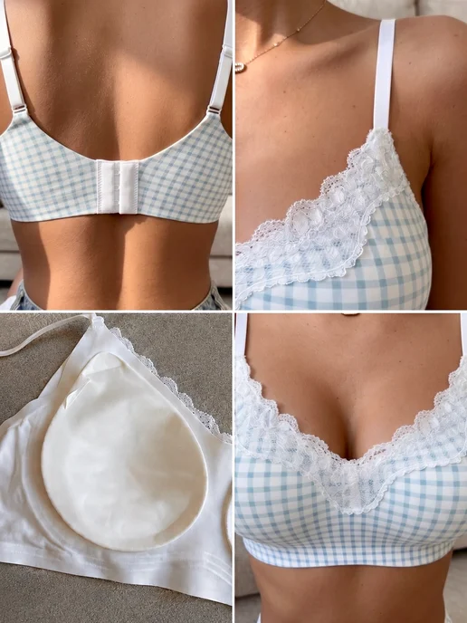 BODY BRA Бюстгальтер без косточек бесшовный хлопок, голубой, фото 7