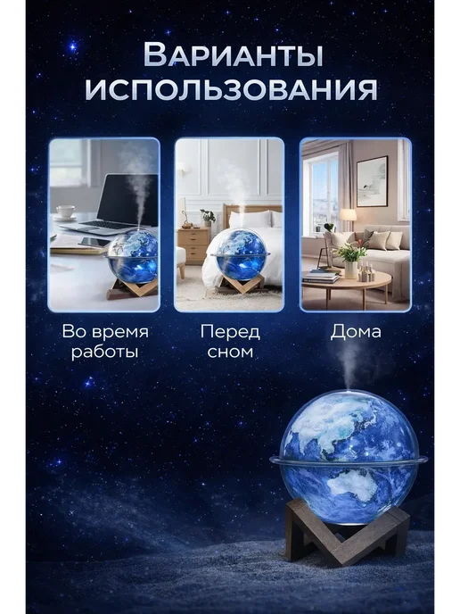 Тихий ночник и аромадиффузор, Увлажнитель воздуха, синий, фото 4