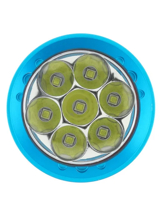 Мощный подводный фонарь для дайвинга 7 LED, зеленый, фото 6