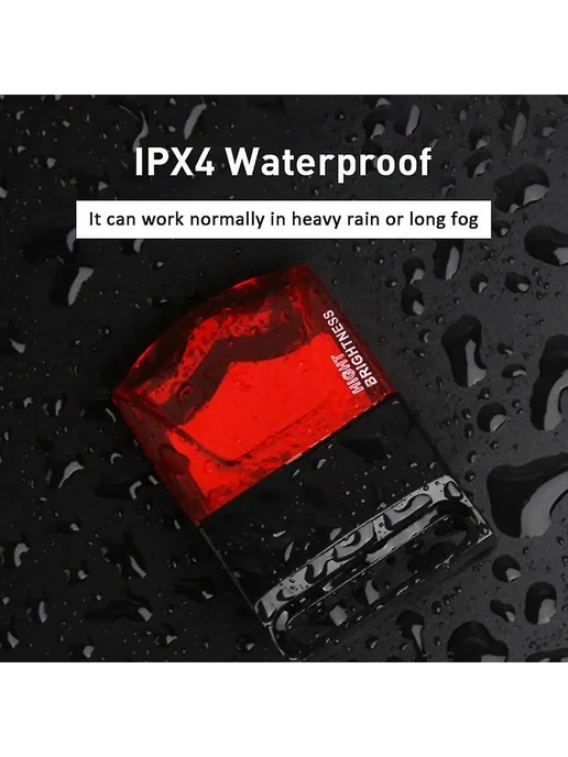 Фонарь велосипедный задний магнитный без батареек IPX4, черный, фото 5