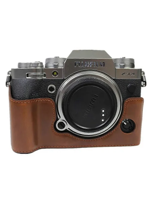 Чехол для Fujifilm X-T4 кожаный защитный, коричневый, фото 2