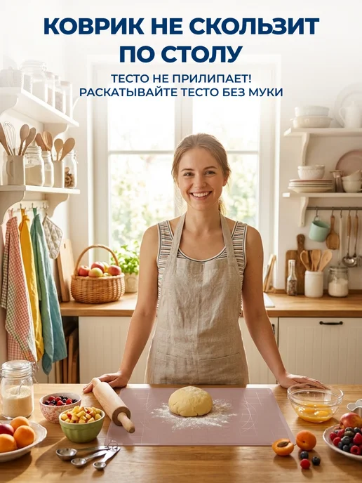 GT Коврик для раскатки теста силиконовый большой 58x48 см, 58x48 см, фото 2
