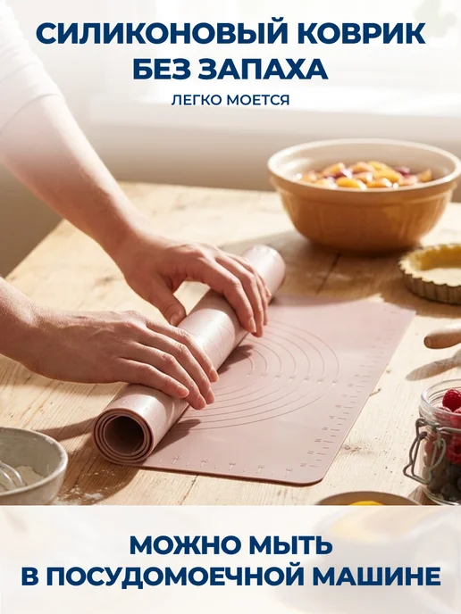 GT Коврик для раскатки теста силиконовый большой 58x48 см, 58x48 см, фото 7