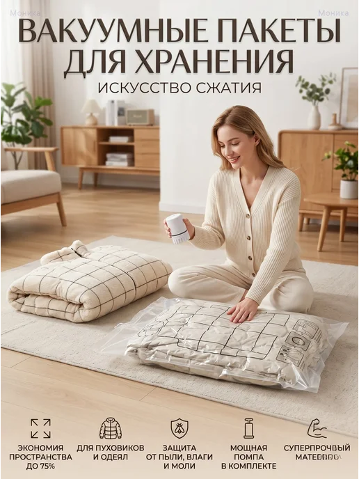 Вакуумные пакеты с вешалкой для одежды 70х130 см, 3 шт, 70x130 см, 3 шт