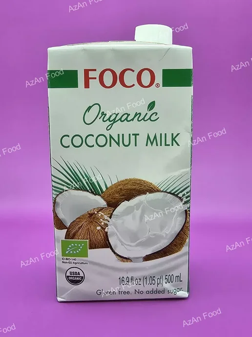 foco Молоко кокосовое без лактозы 10-12%, 500мл 3 шт, 500 мл, 3 шт, фото 5