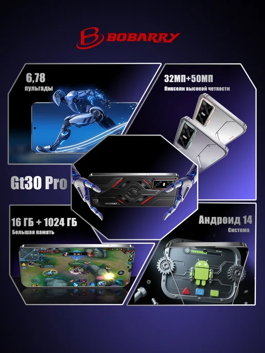 Смартфон Bobarry Gt 30 Pro 16/1024 ГБ, черный, фото 3