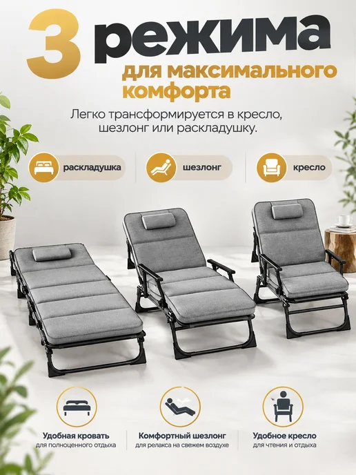 mircamping Раскладушка с матрасом взрослая для сна односпальная, туристическая, фото 3