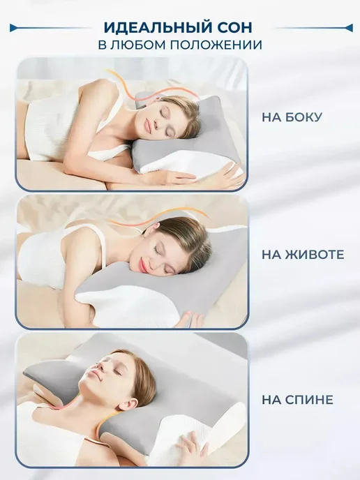 Анатомическая подушка с эффектом памяти 40х60 для сна, вариант, фото 3