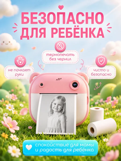 HappyKiddo Детский фотоаппарат моментальной печати, розовый, фото 7