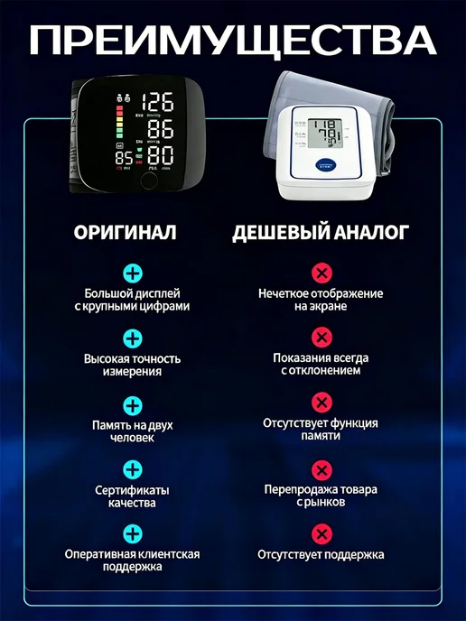 Тонометр для измерения давления на запястье автоматический, черный, фото 8