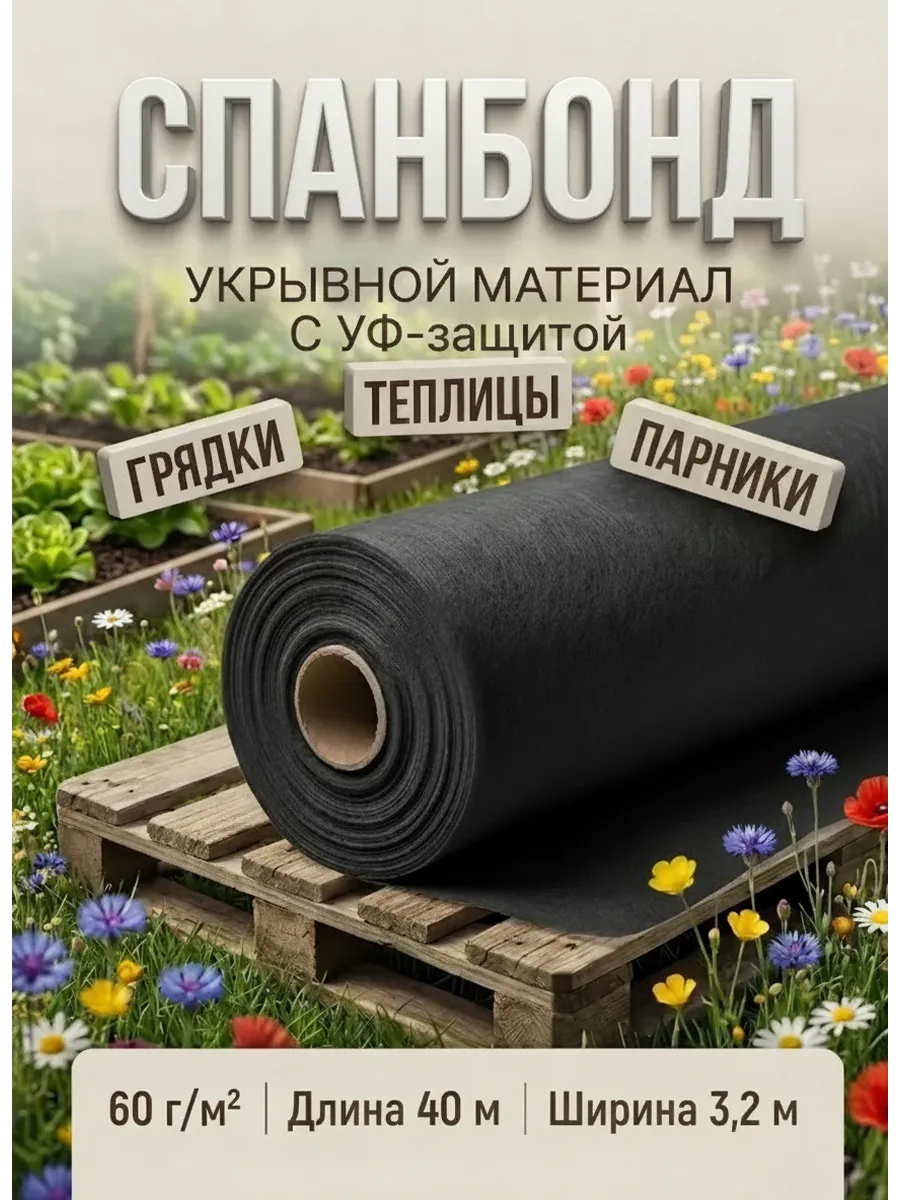 Спанбонд укрывной материал 60г/м2 40 м х 3.2 м