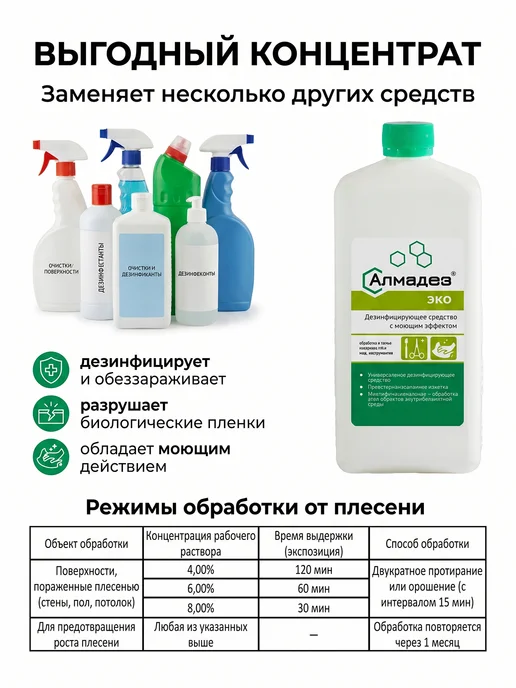 Алмадез Дезинфицирующее средство от плесени и грибка, концентрат, вариант, фото 3