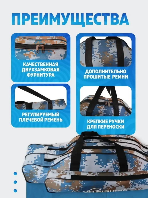 AeroLit Компактный водостойкий чехол для удочек 100 см, синий, фото 4