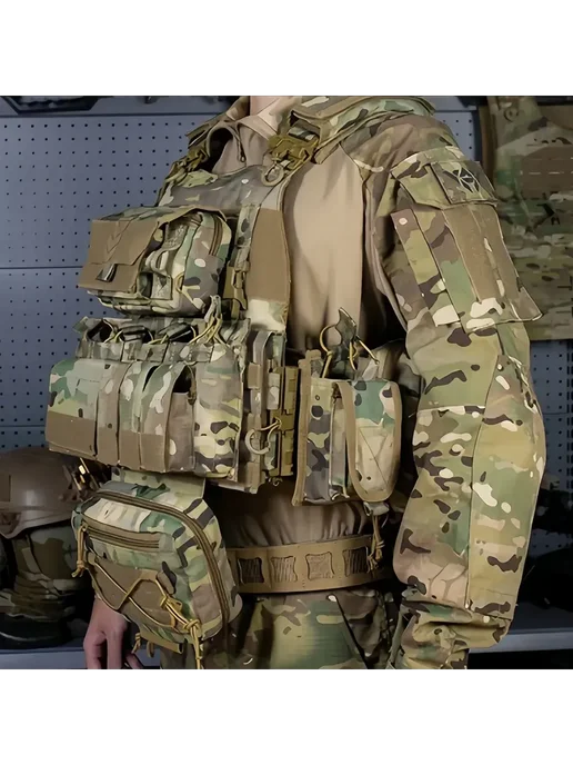 Atrox Tactical Бронежилет 8833 мультикам тактический плитник с бронеплитами, зеленый, фото 3