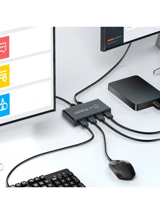 USB 3.0 коммутатор для 2 ПК, 4 порта, мышь, клава, принтер, вариант