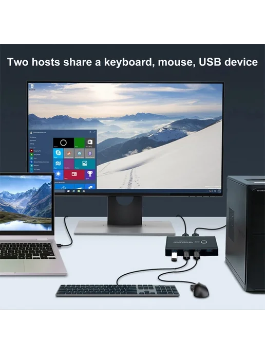 USB 3.0 коммутатор для 2 ПК, 4 порта, мышь, клава, принтер, вариант, фото 4