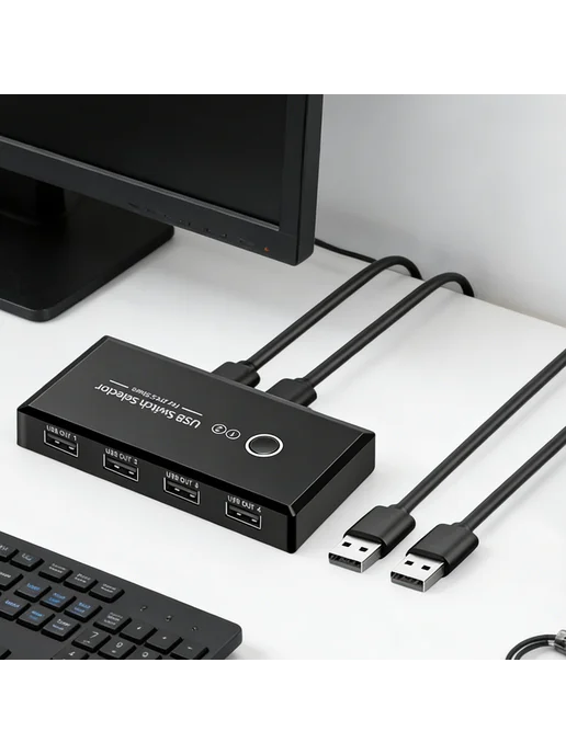 USB 3.0 коммутатор для 2 ПК, 4 порта, мышь, клава, принтер, вариант, фото 7