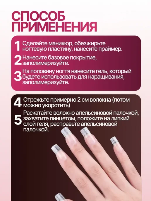 Стекловолокно для наращивания ногтей (20 шт.), 20 шт, фото 2