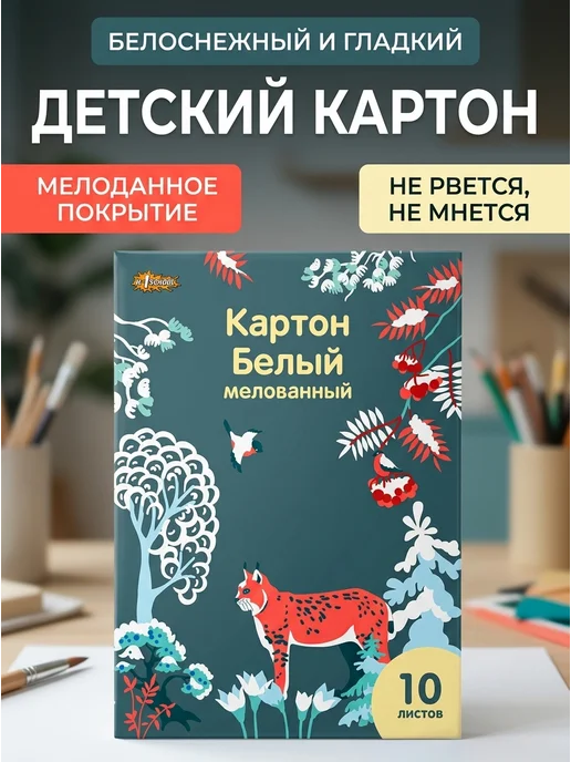Комус Белый мелованный картон A4 200г м² 10 листов, 200 г