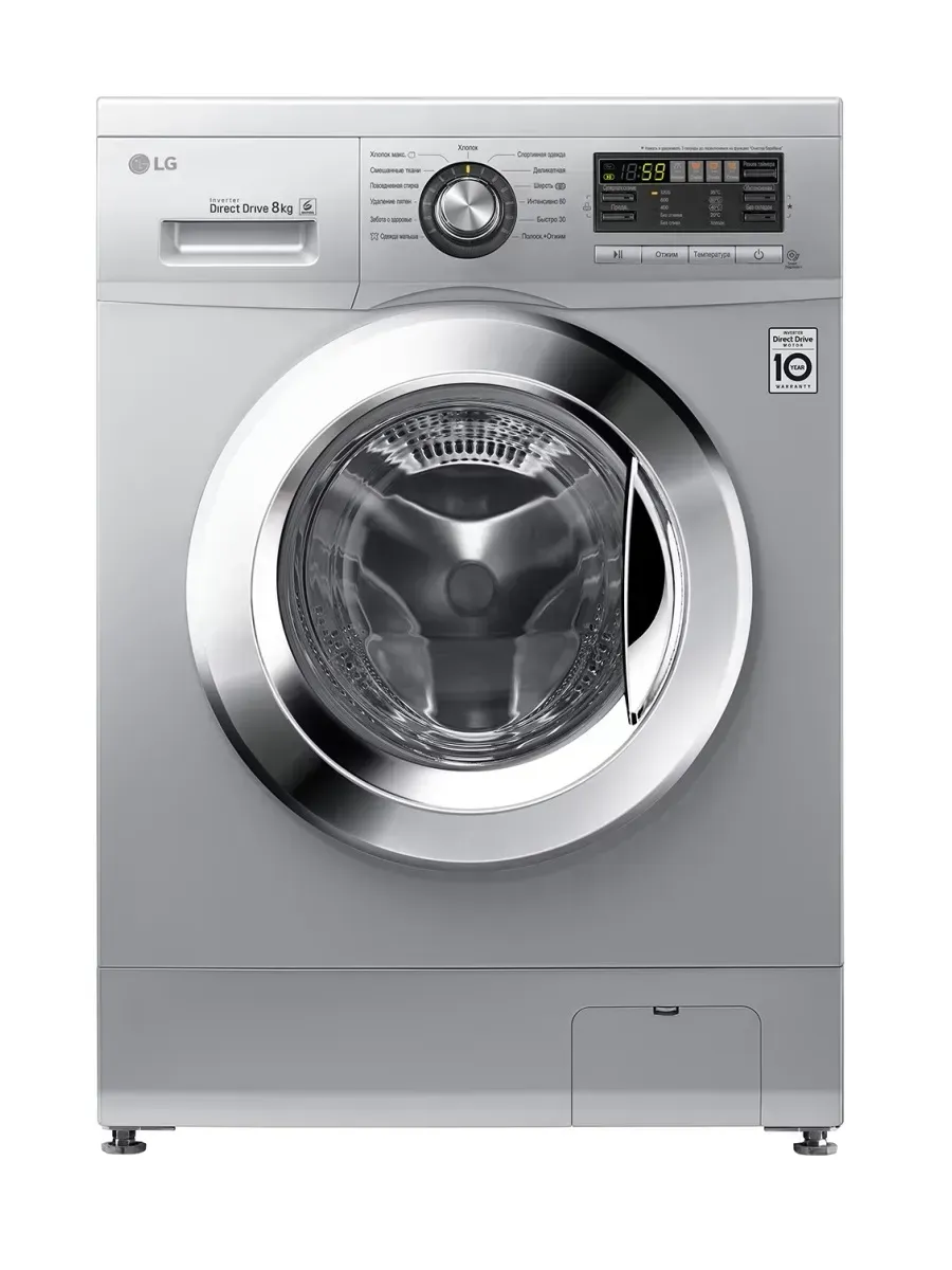 Стиральная машина F1296TD4 8 кг, инверторный мотор, серебро LG 985136083 купить за 43 284 ₽ в интернет‑магазине Wildberries
