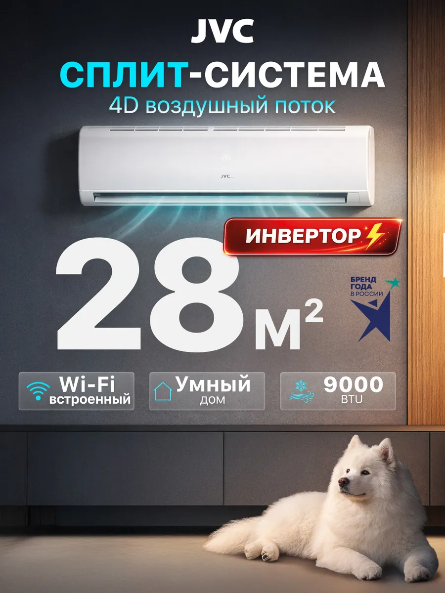 Сплит система кондиционер инверторный, 28 кв.м, комплект