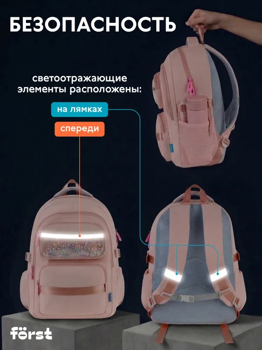 Forst Рюкзак школьный городской для девочки, розовый, фото 8
