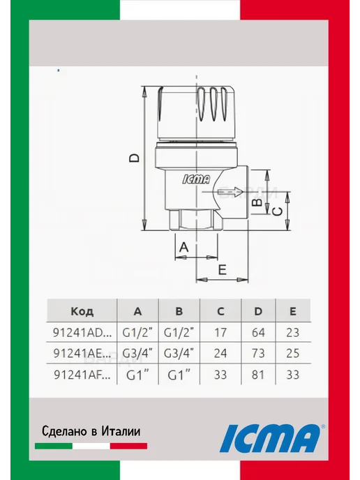 Предохранительный мембранный клапан ICMA 241 G1 2" 3 бар, вариант, фото 2