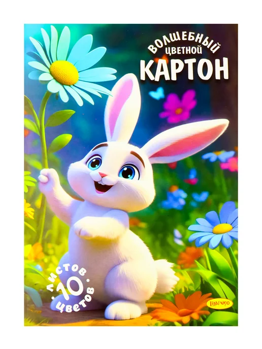 Лимпопо Картон цветной в папке 10л немелованный А4, 10 л, фото 3