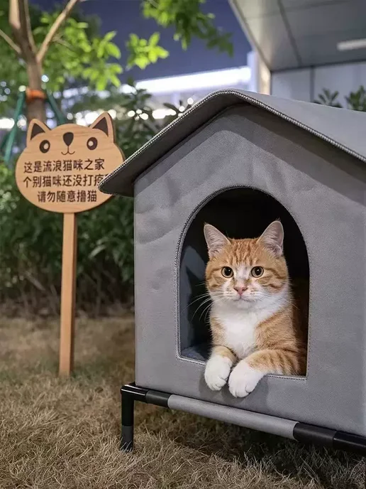 Домик для кошки уличный утепленный 33*33*33, 33x33x33, фото 3