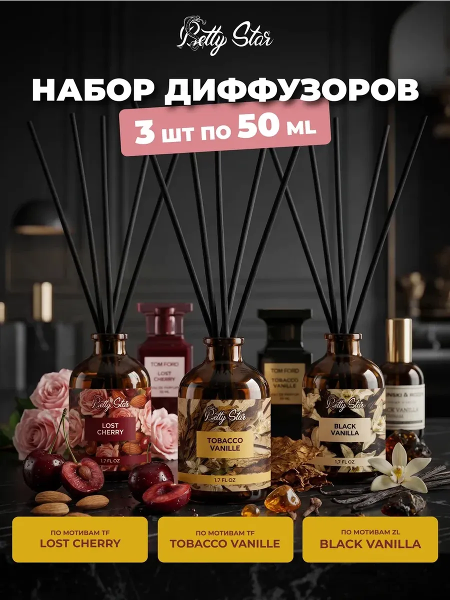 Диффузор для дома с палочками 3 штуки