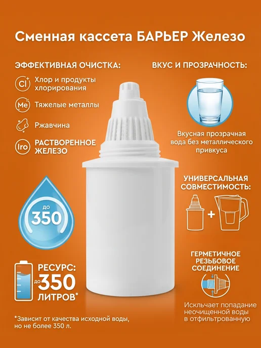 БАРЬЕР Фильтр для воды Жесткость железо 2шт, 1 шт, фото 3