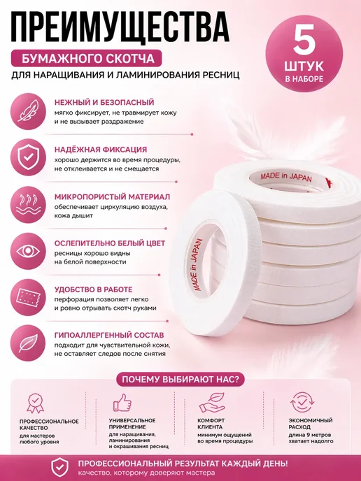 мезгиль2 Бумажный скотч для ресниц для наращивания, 5 шт, фото 3