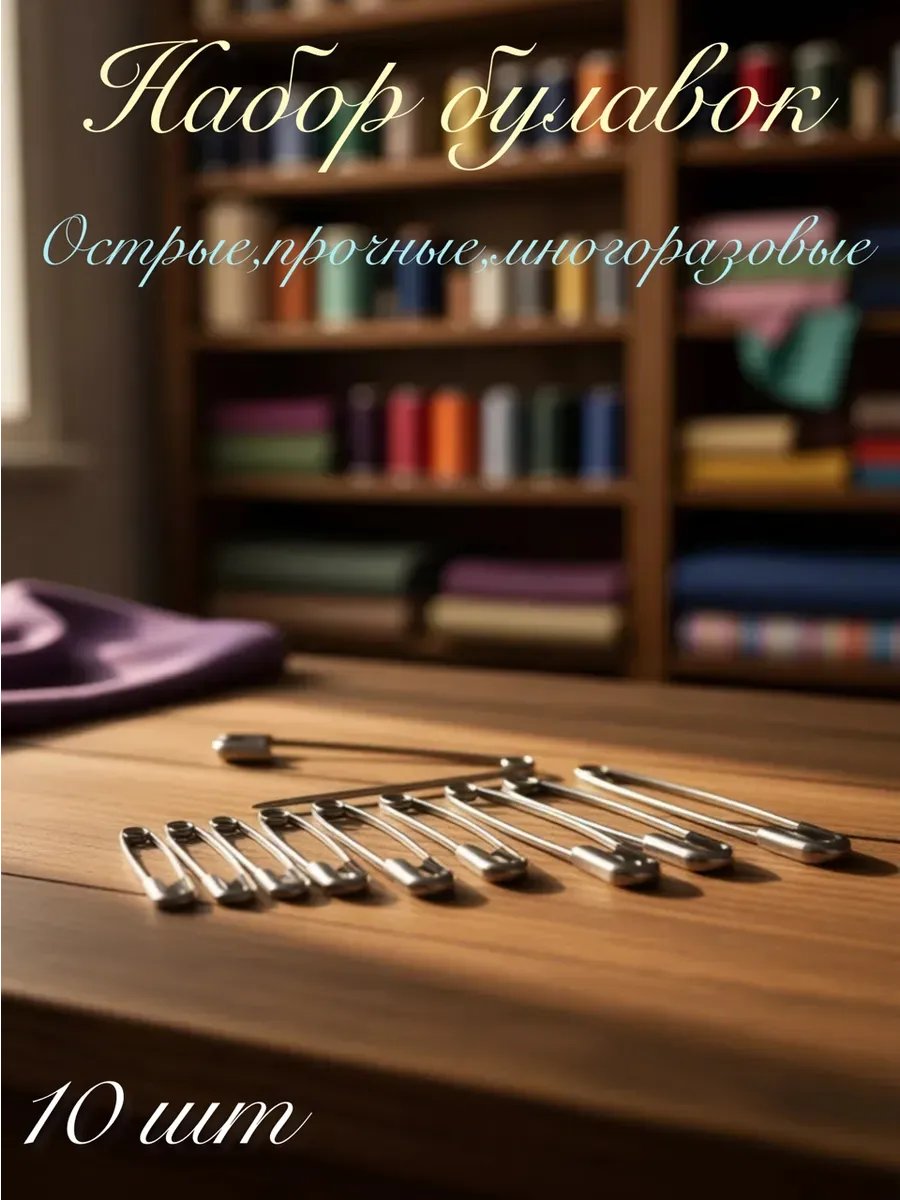 Булавки английские 10 штук для шитья и рукоделия