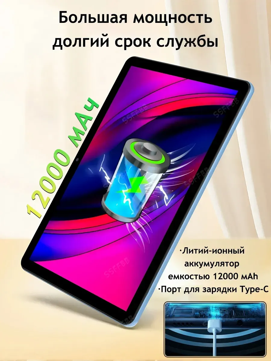 BBHHJI 12.7" Планшет игровой андроид 14 с клавиатурой 16ГБ 1ТБ