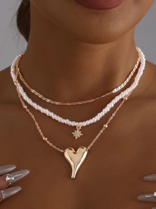 ModeBijoux Чокер на шею многослойный, белый