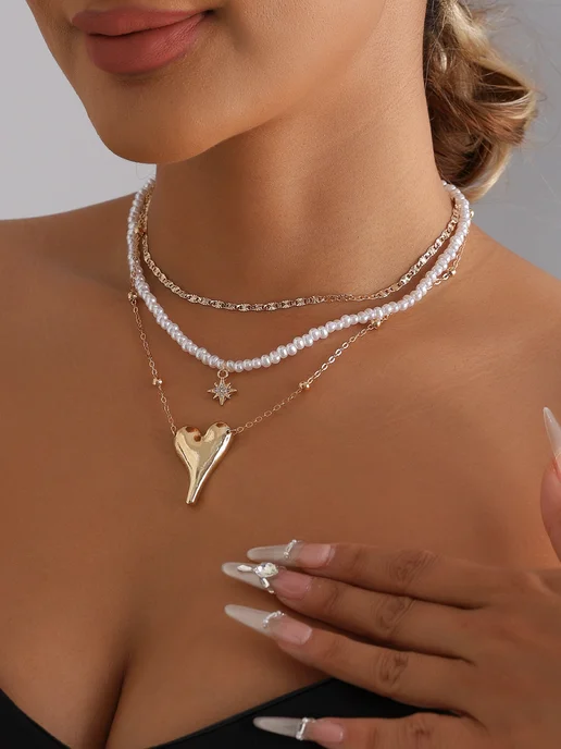 ModeBijoux Чокер на шею многослойный, белый, фото 2