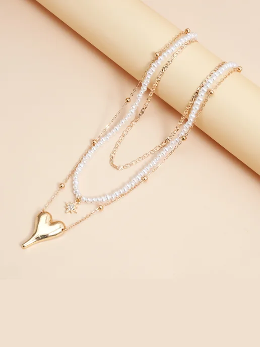 ModeBijoux Чокер на шею многослойный, белый, фото 3