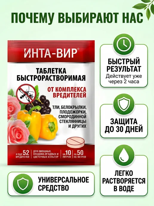 Инта-Вир Инсектицид от тли и плодожорки таблетка 8г - 3шт, 8 г, 3 шт, фото 4
